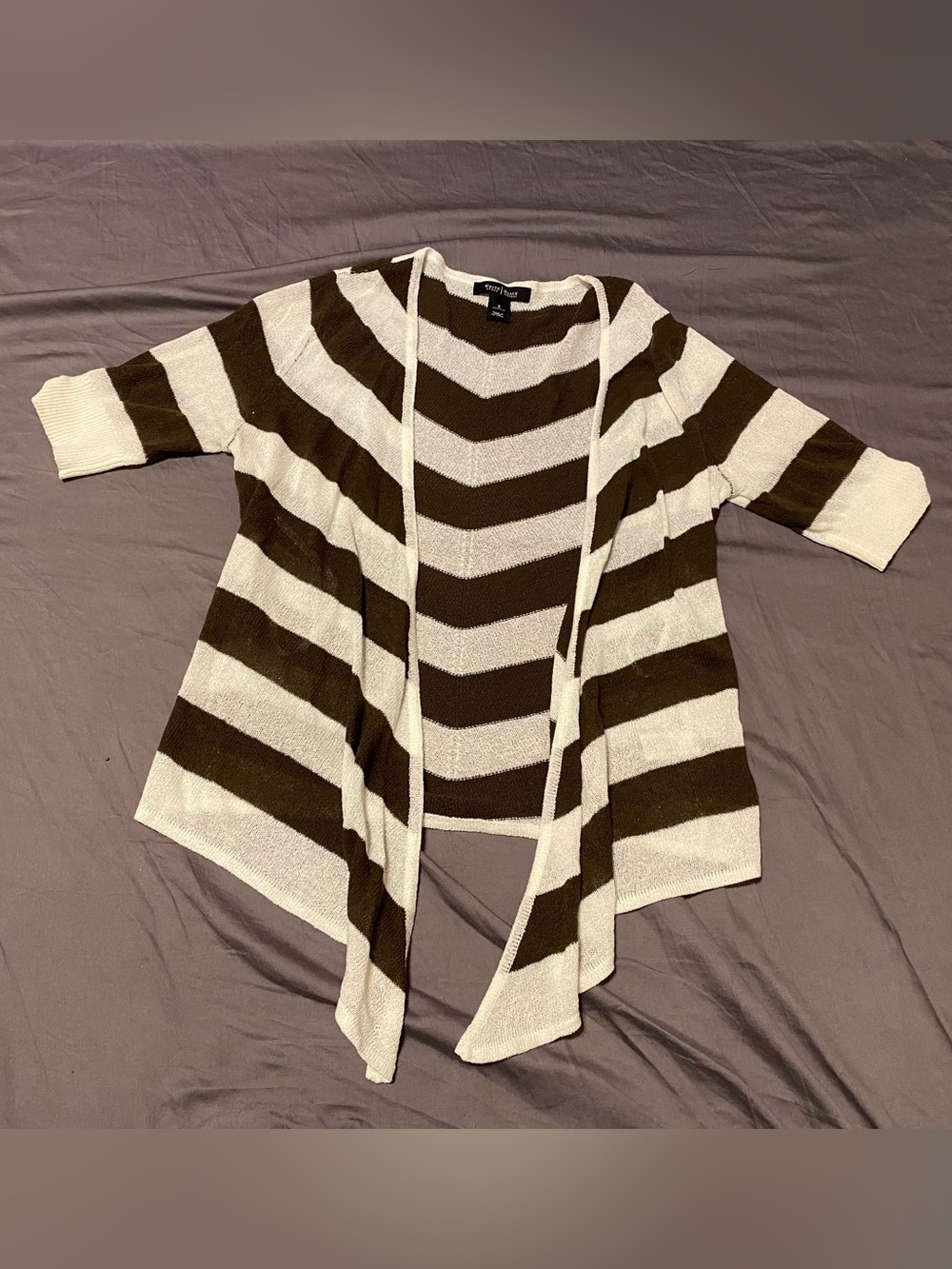 White House Black Market striped knit 1/2 length cardigan, size small